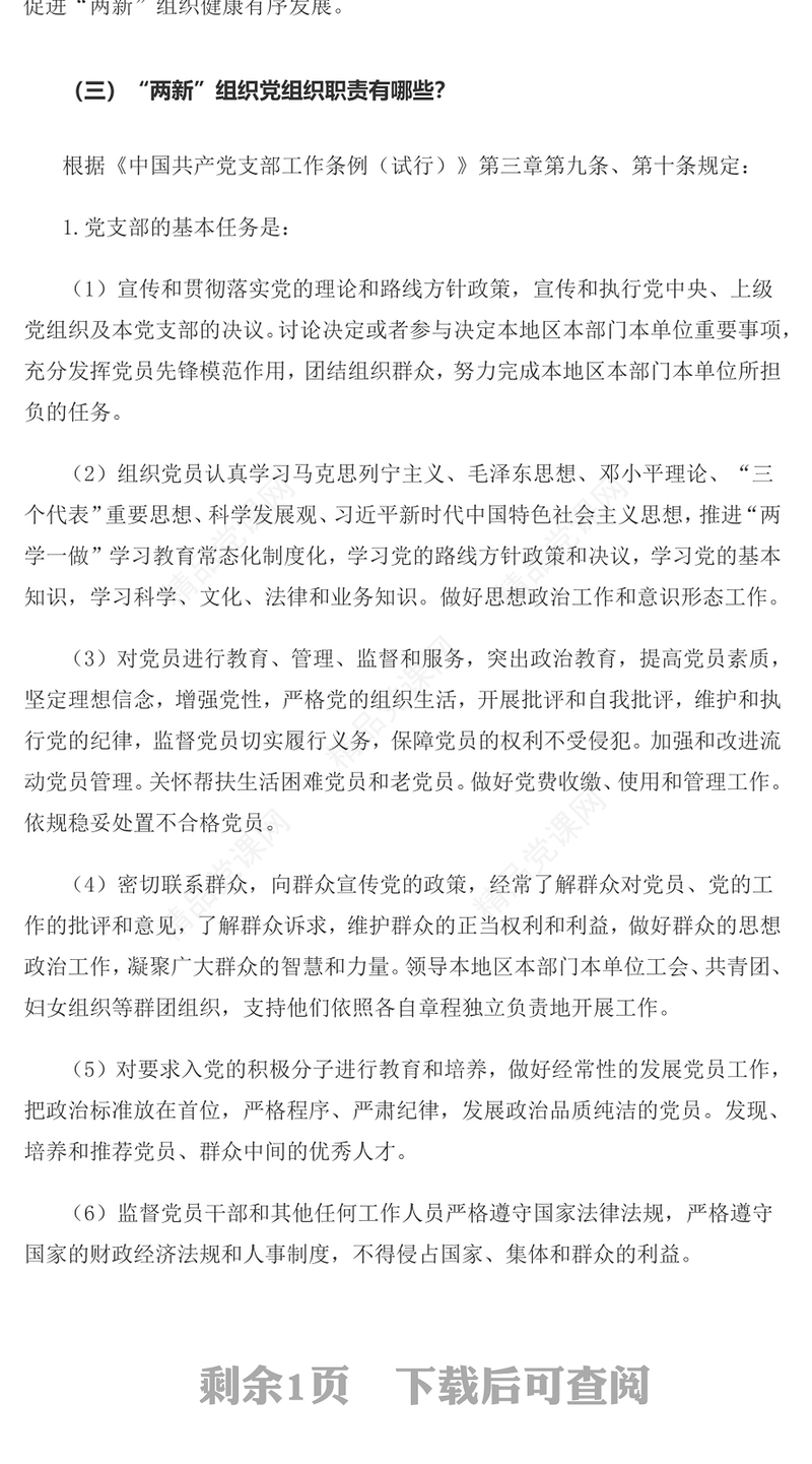 2023两新组织的定义与职责PPT精美简约党建知识微课堂党课课件(讲稿)