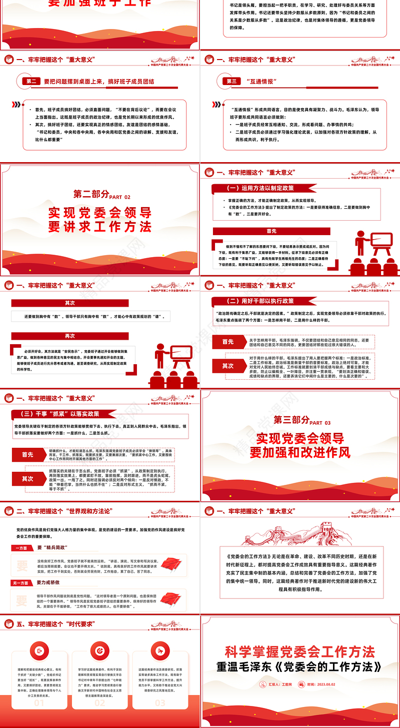 2024科学掌握党委会工作方法大气精美党员干部学习教育专题党课模板课件