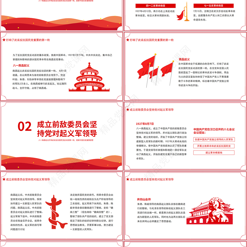 八一南昌起义PPT2021党史故事党史教育专题党课之新中国历史的重要进程PPT模板