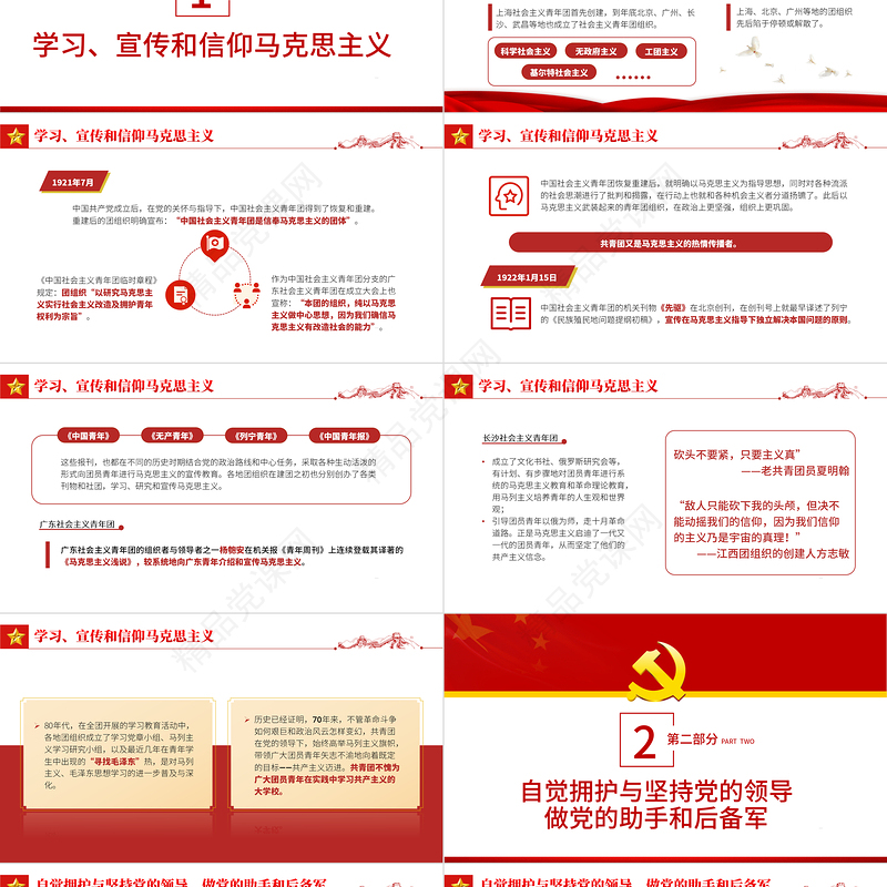 共青团的优良传统与作风PPT红色精品2022年共青团团委团支部团员学习团课课件模板