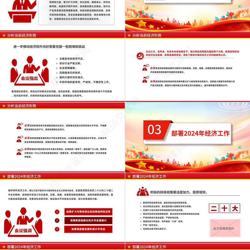 中央经济工作会议重点内容PPT党政风优质总结2023年经济工作部署2024年经济工作课件
