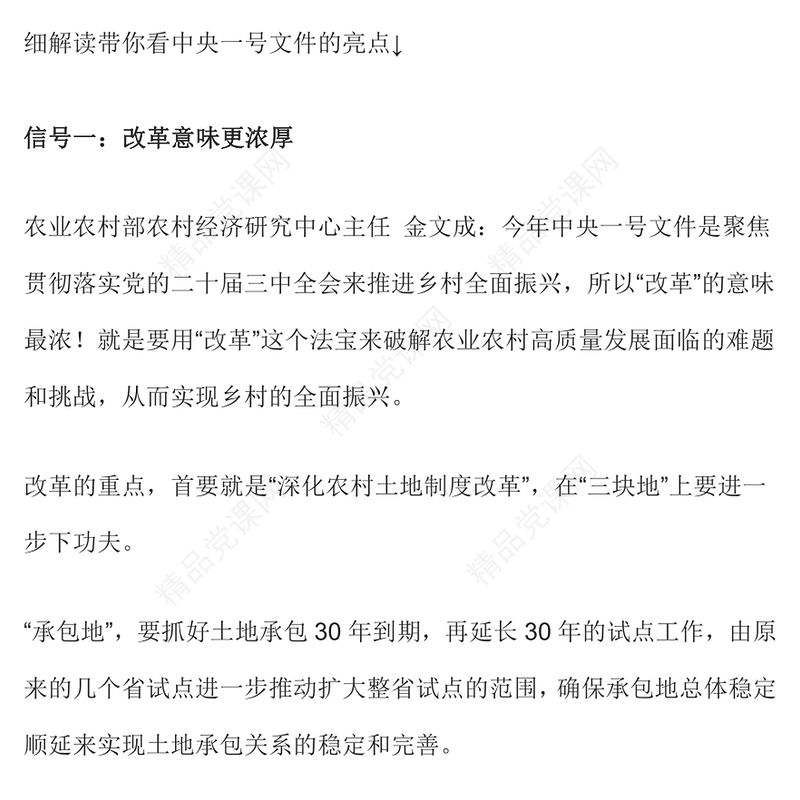 2025中央一号文件释放了哪些新信号PPT党课课件(讲稿)