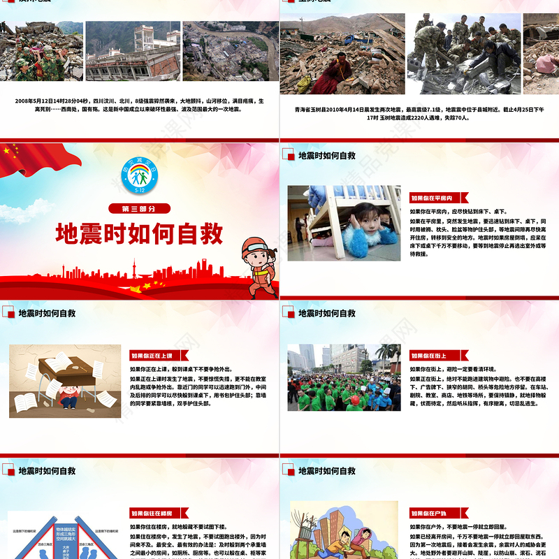 年512全国防灾减灾日地震火灾台风自救知识PPT