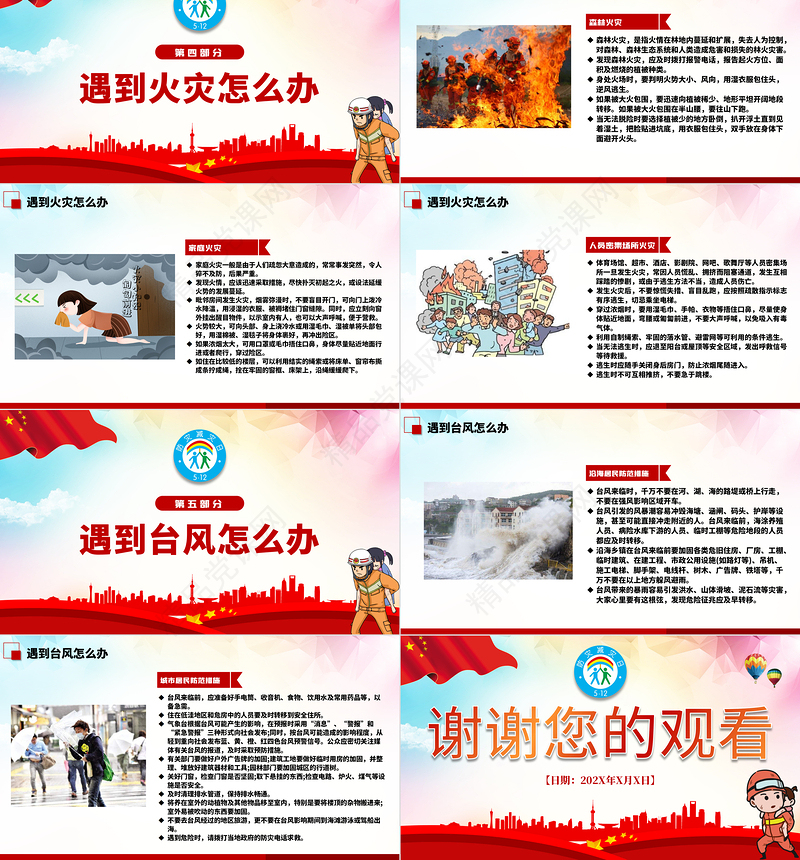 年512全国防灾减灾日地震火灾台风自救知识PPT