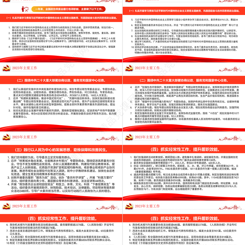 2024两会PPT简约党政风学习全国两会政协工作报告党课课件