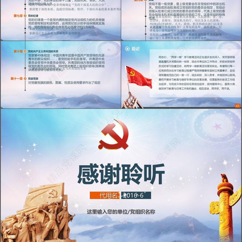 学习党章（2012年修改版本）党规党支部党委两学一做做合格党员PPT