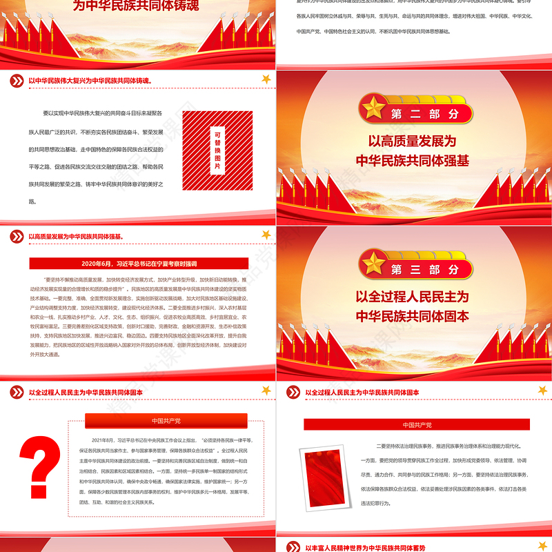 2024以中国式现代化全面推进中华民族共同体建设PPT精美党建风认真学习宣传贯彻党的二十大精神专题党课