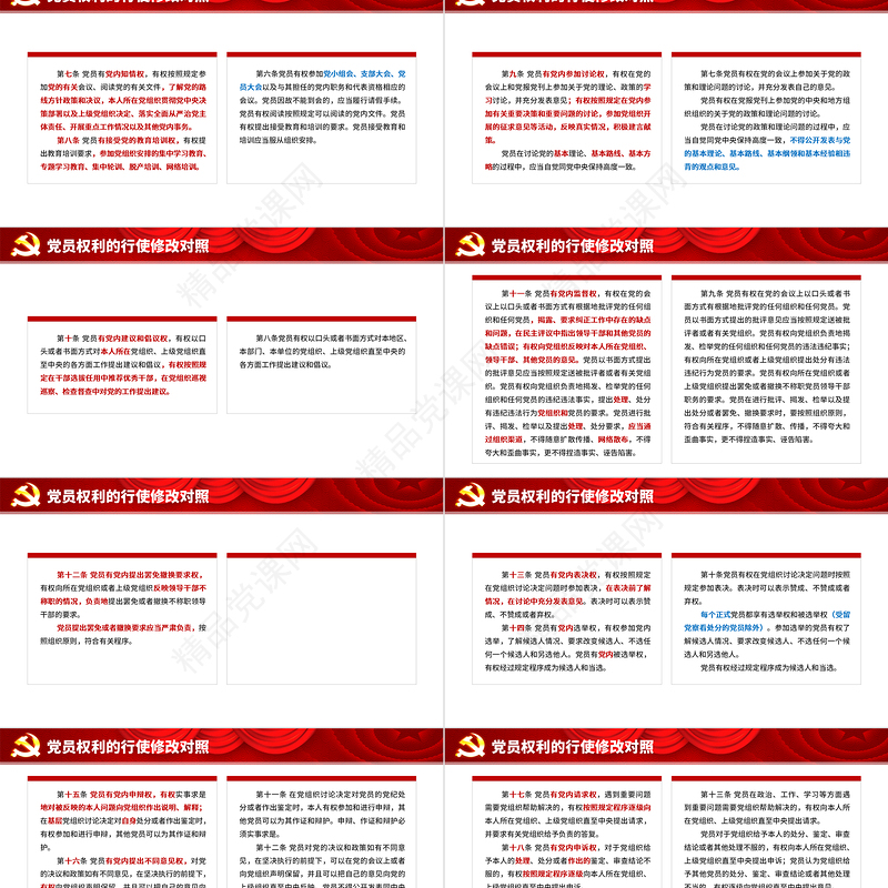 中国共产党党员权利保障条例修订前后对照表