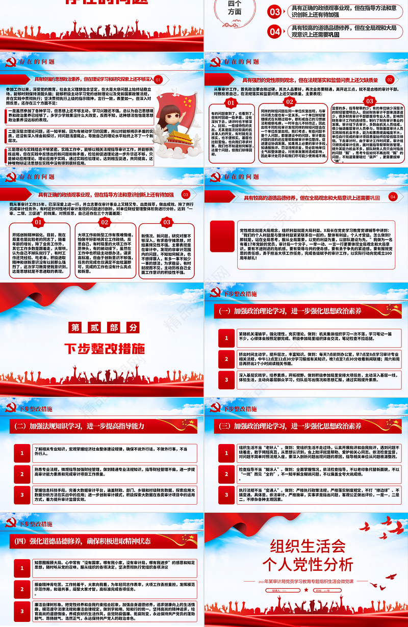 组织生活会个人党性分析PPT某审计局党员学习教育专题组织生活会微党课