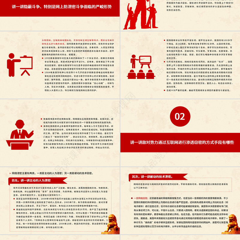 2021网络安全保密教育PPT党政风认清严峻形势强化网络安全意识切实提高涉网防间保密能力部队党课课件