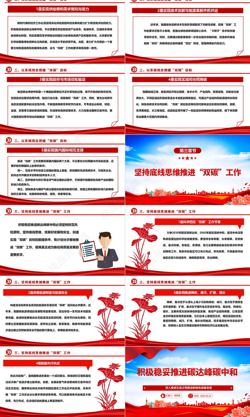 推进“双碳”工作的总基调是积极稳妥ppt大气精美深入推进生态文明建设和绿色低碳发展专题课件