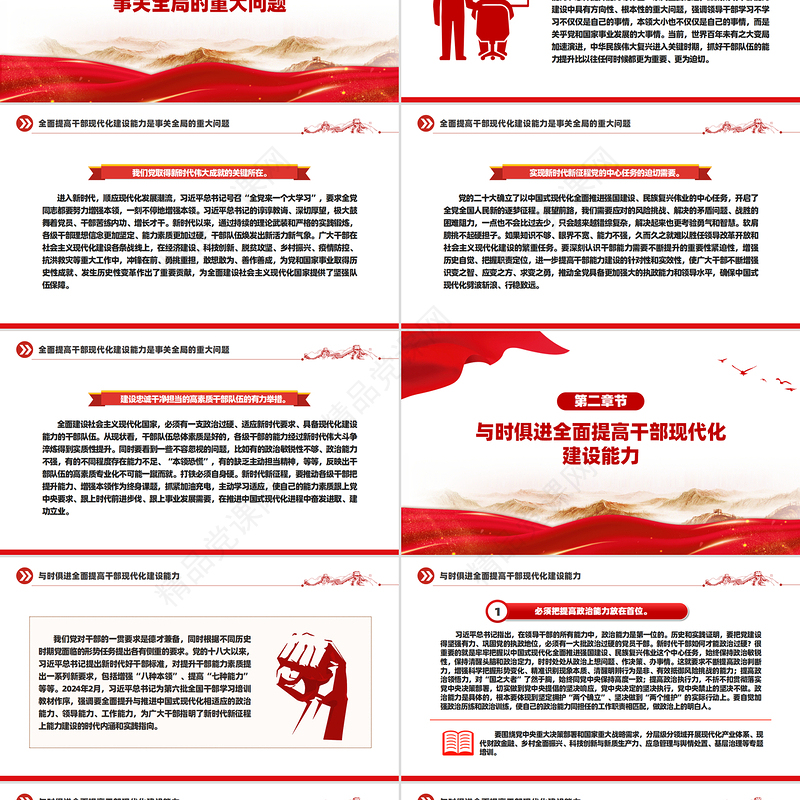 精美党建风全面提高干部现代化建设能力PPT党员干部学习教育党课