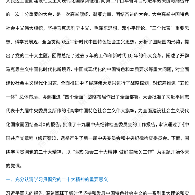 2023以党的大会精神为指引扎实做好实际工作PPT党政风学习贯彻宣传大会精神专题党课课件模板(讲稿)