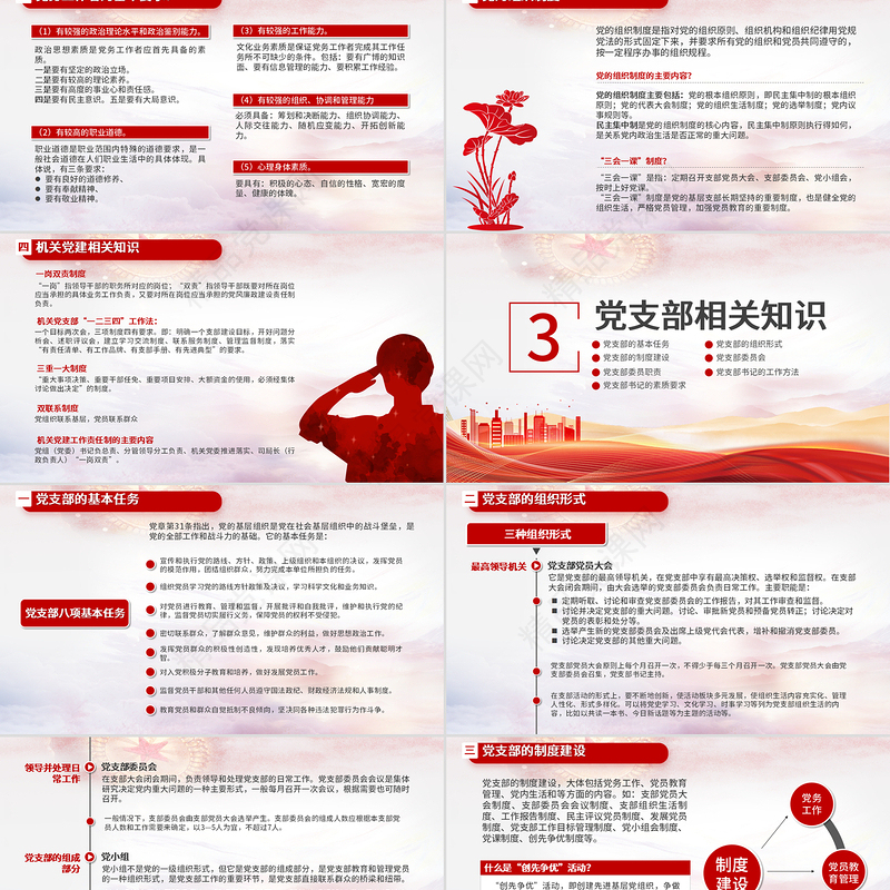 党务知识培训PPT红色简洁风党的基本知识基层党支部党务工作流程培训课件模板