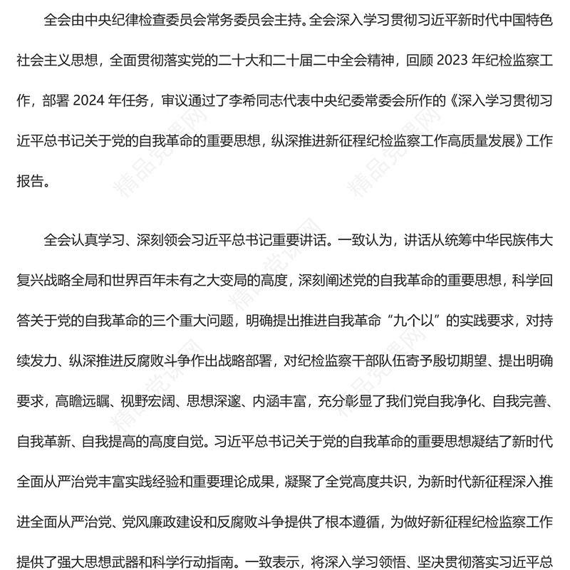 中国共产党第二十届中央纪律检查委员会第三次全体会议公报PPT党政风优质全面从严治党专题党课课件(讲稿)