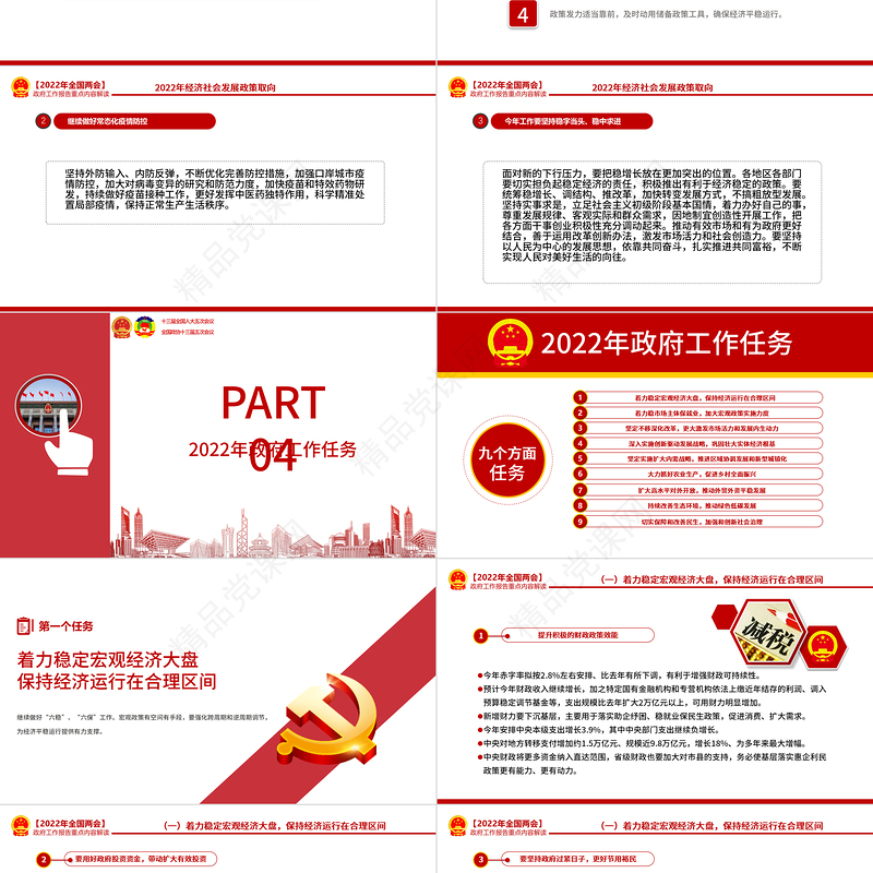 政府工作报告全文PPT党政风优质深入学习贯彻全国两会精神党课课件