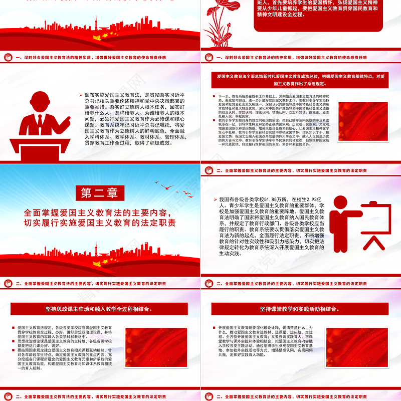 爱国主义教育PPT红色党建风厚植爱国情怀培育时代新人微党课课件