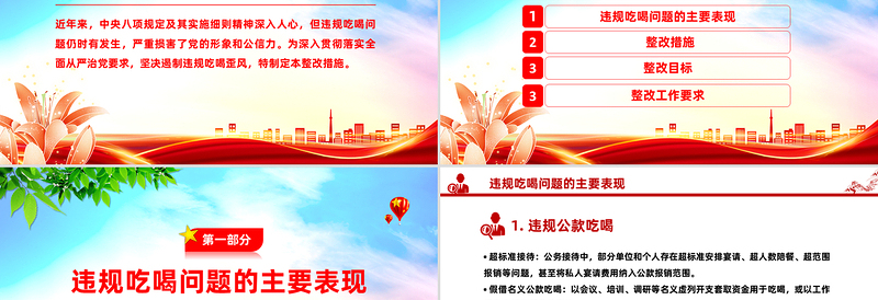 简洁实用关于违规吃喝问题的整改措施PPT全面从严治党课件下载