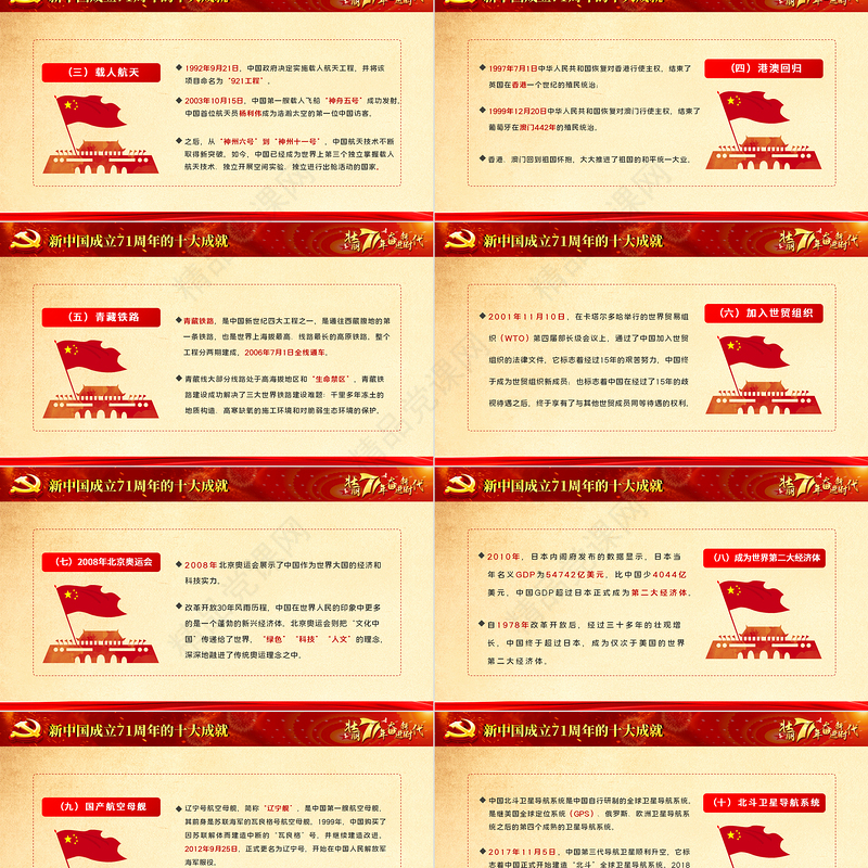 党政风喜庆2020庆祝建国71周年喜迎国庆党员教育党课PPT