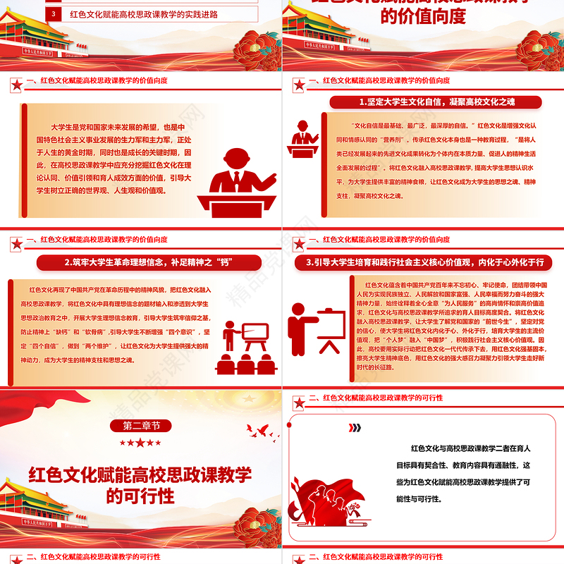 红色文化是高校思政课教学高质量发展的优质资源ppt大气精美加强红色文化宣传教育微党课