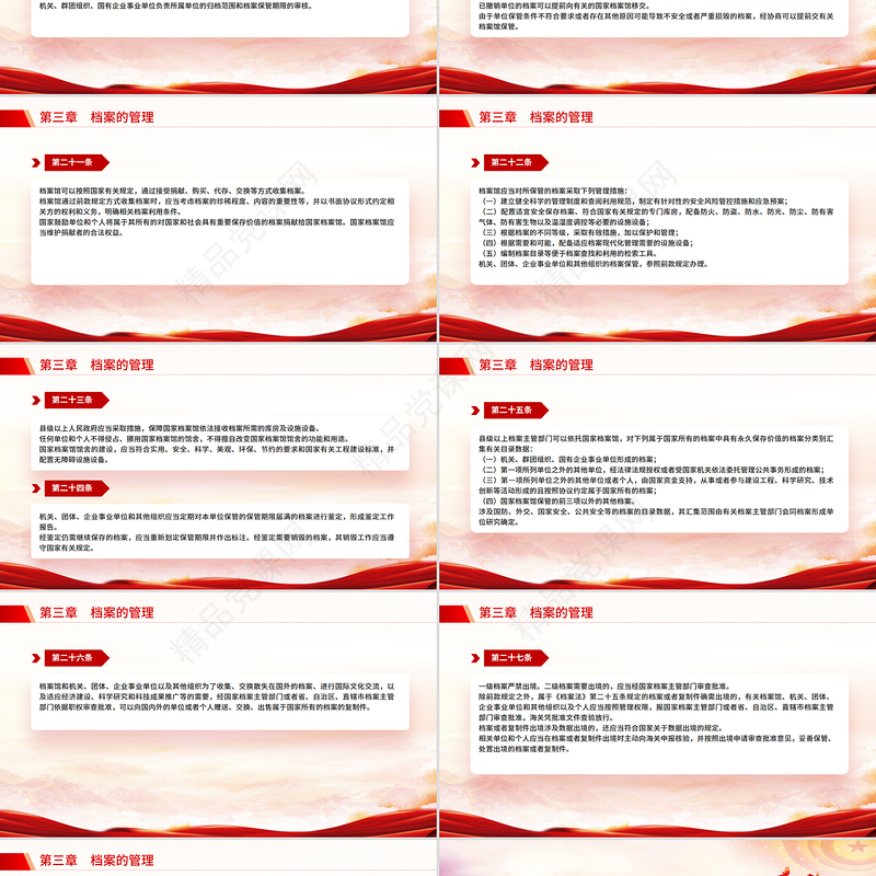精品档案法实施条例全文PPT法律法规课件