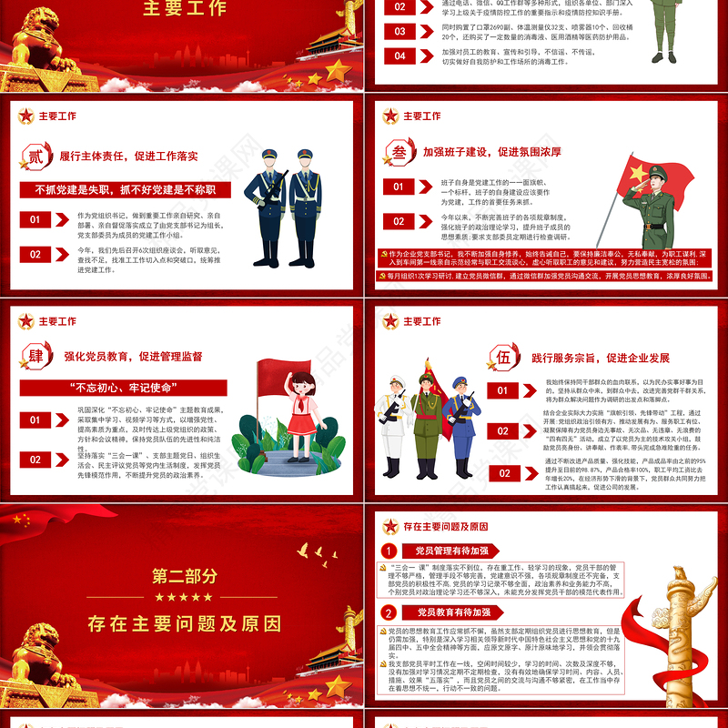 党支部书记抓基层党建工作述职报告PPT党政风公司党支部书记专题党课课件