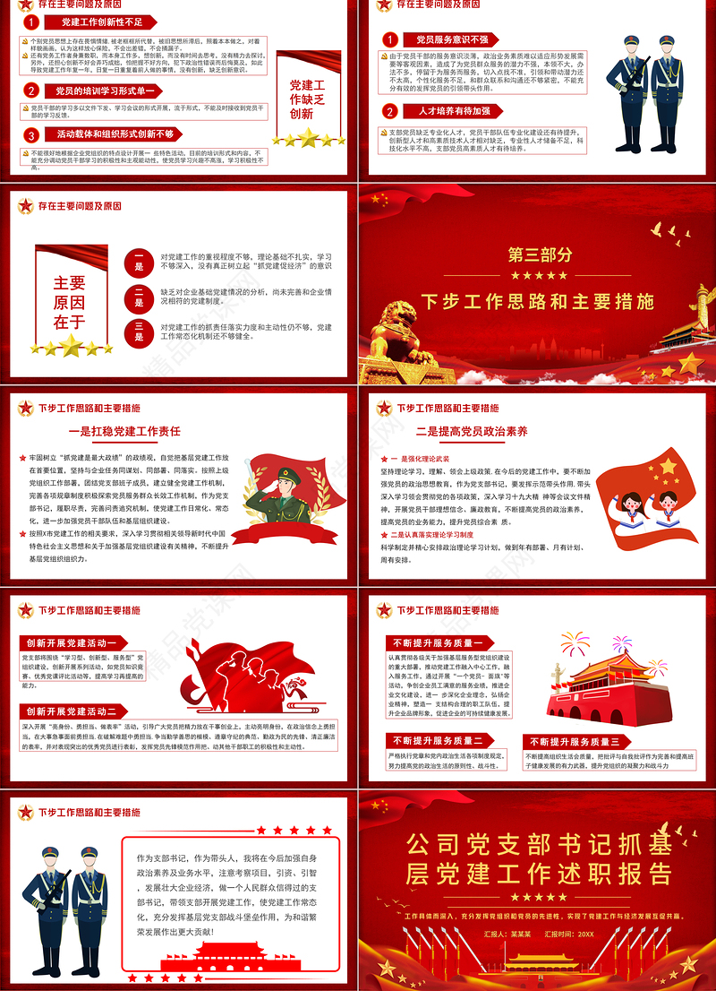 党支部书记抓基层党建工作述职报告PPT党政风公司党支部书记专题党课课件