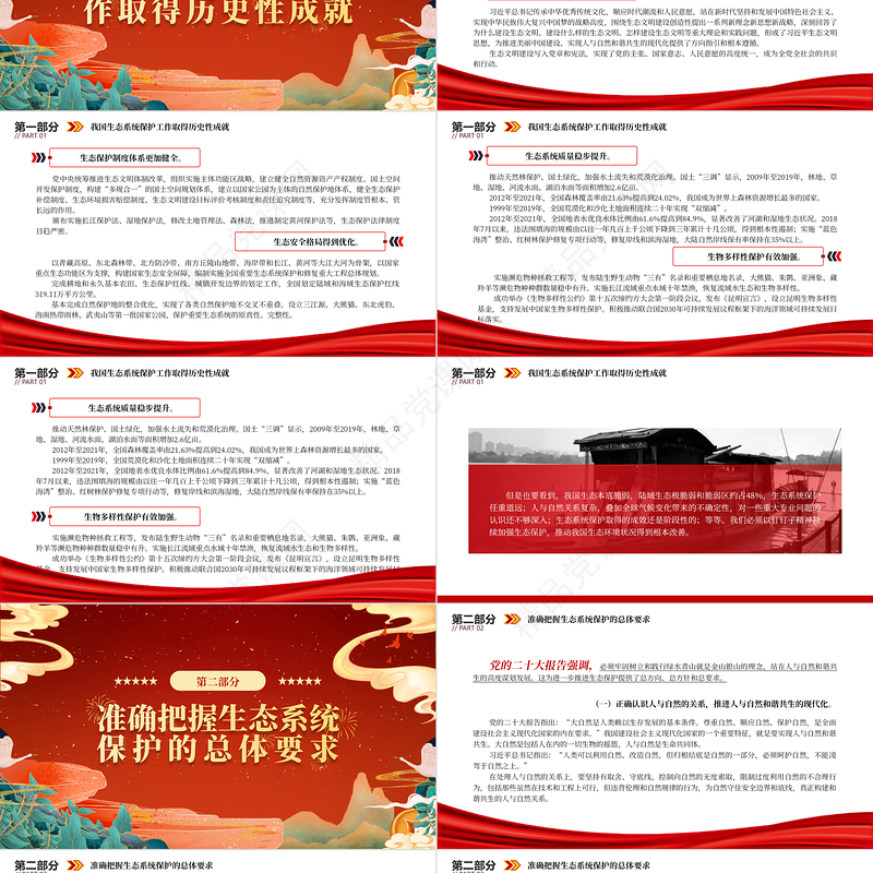 2023提升生态系统多样性、稳定性、持续性PPT精美党政风学习宣传贯彻党的二十大精神专题党课党建课件