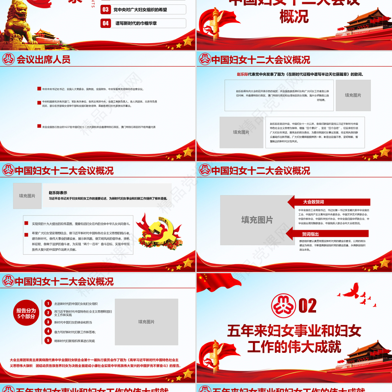 原创中国妇女十二大会议精神解读全国妇联PPT-版权可商用