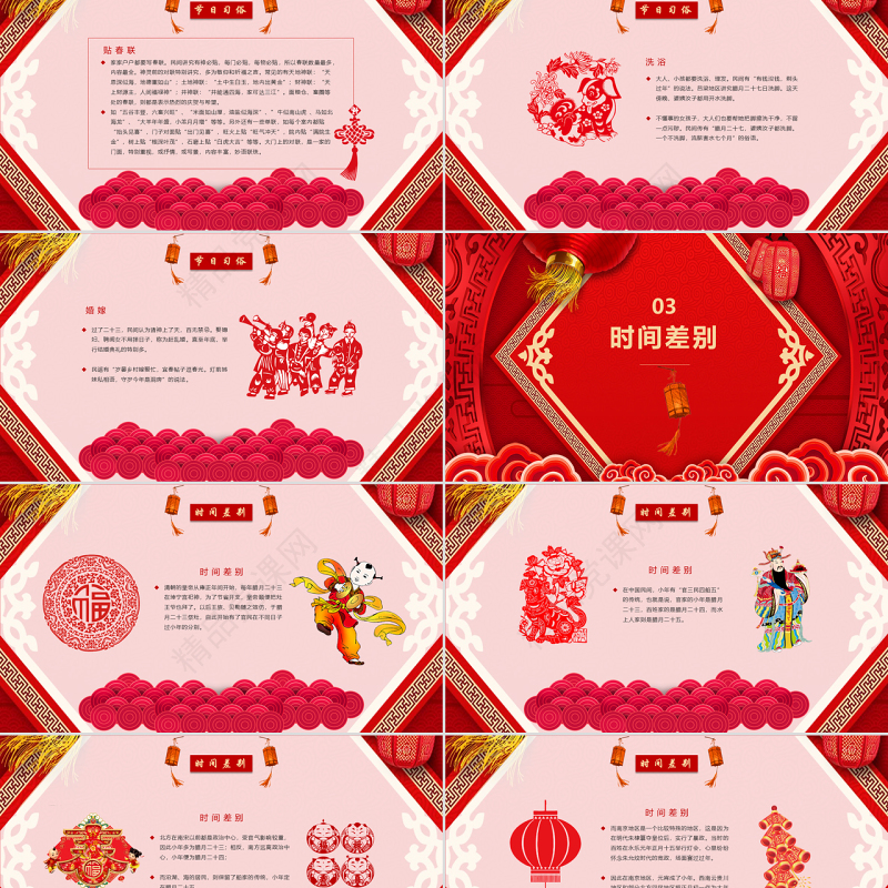 原创中国风喜庆风格春节习俗小年文化ppt模版-版权可商用