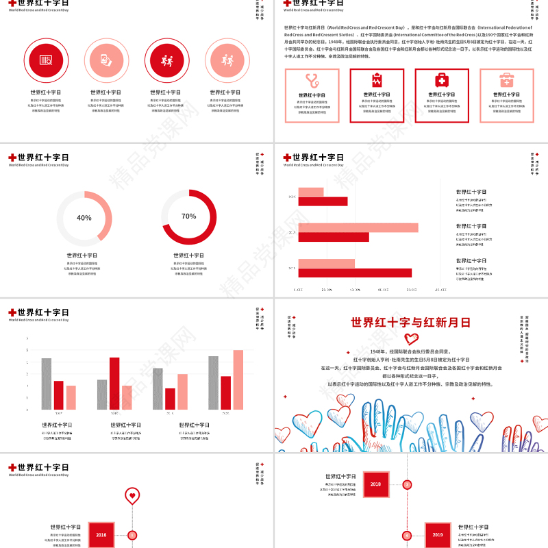 原创世界红十字与红新月日公益爱心PPT模板-版权可商用