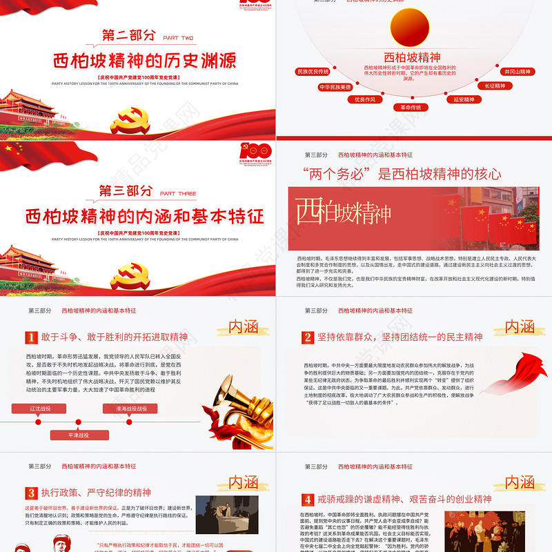 新中国从这里走来PPT关于谈西柏坡精神的内涵和时代价值专题系列党课课件模板下载