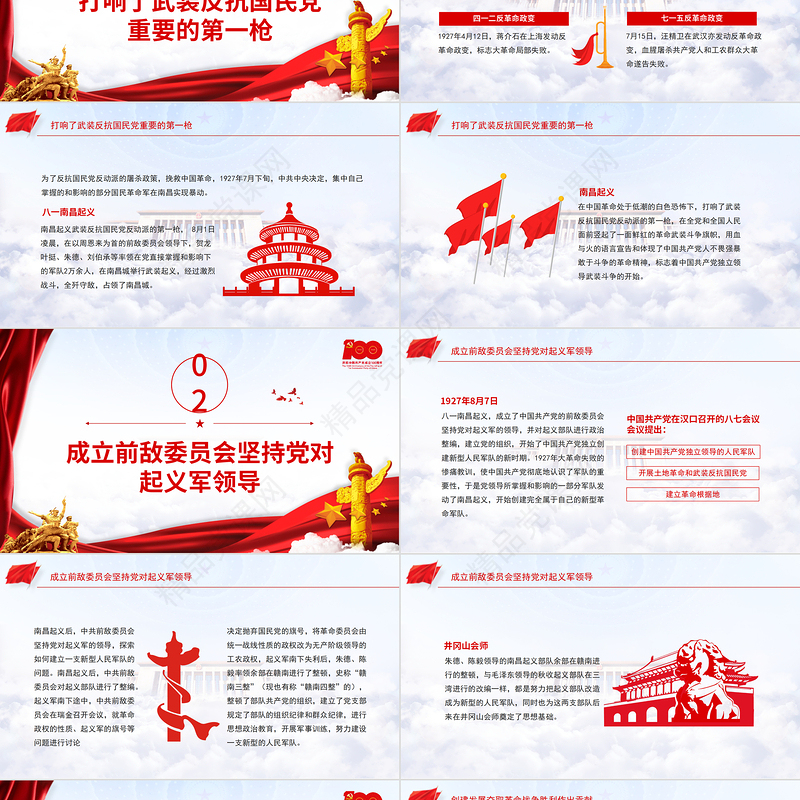 八一南昌起义PPT2021党史故事党史教育专题党课之新中国历史的重要进程PPT模板
