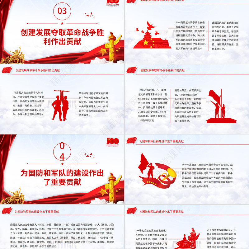 八一南昌起义PPT2021党史故事党史教育专题党课之新中国历史的重要进程PPT模板