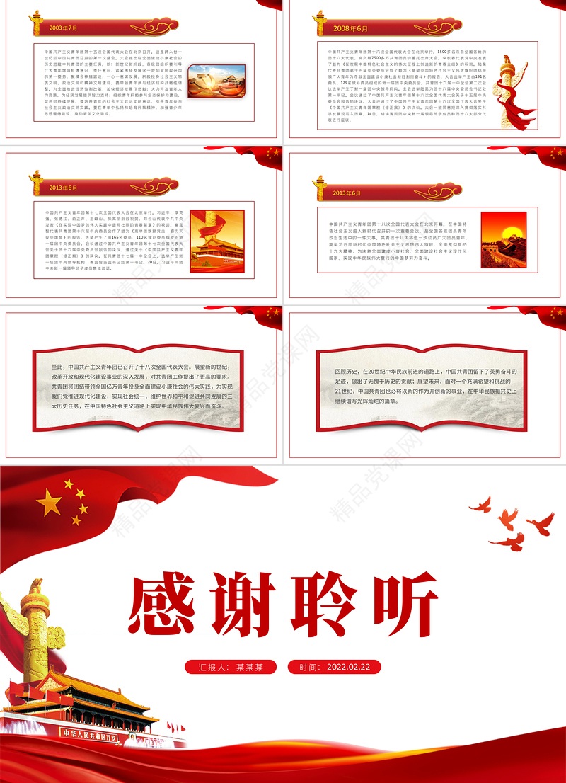 中国共产主义青年团历史发展的四个时期PPT党政风优质风共青团专题课件模板下载