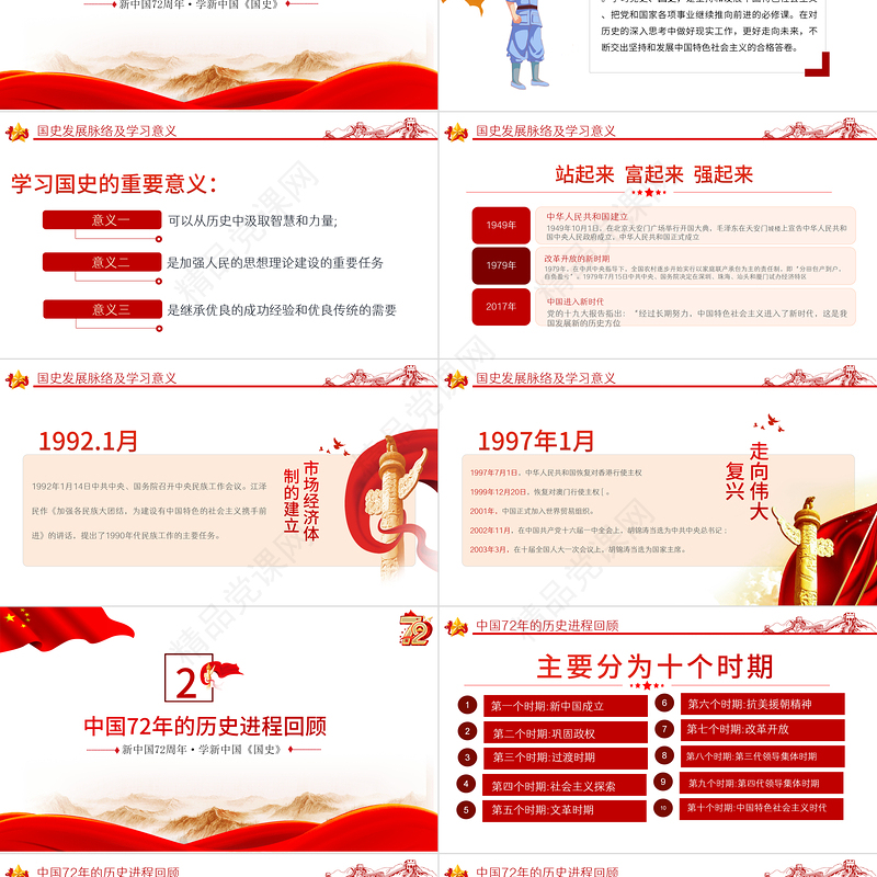 2021礼赞新中国奋进新时代PPT红色建国72周年迎十一庆国庆党课课件下载