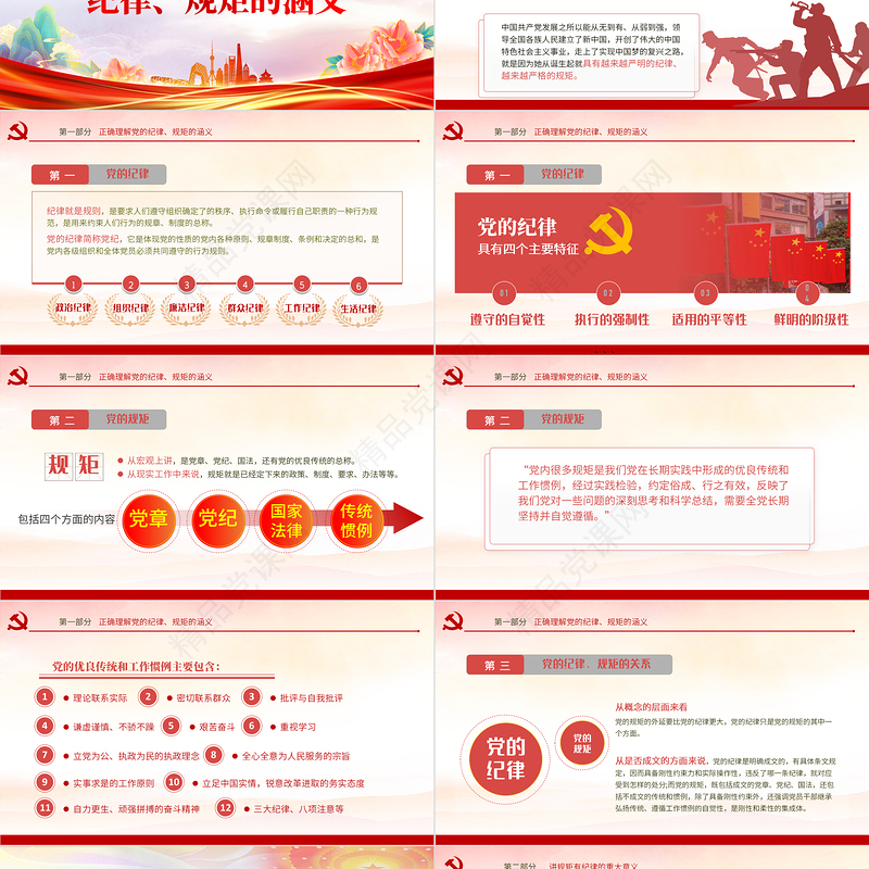 2024规矩纪律意识PPT党政风经典党员干部要讲规矩有纪律理论微党课课件