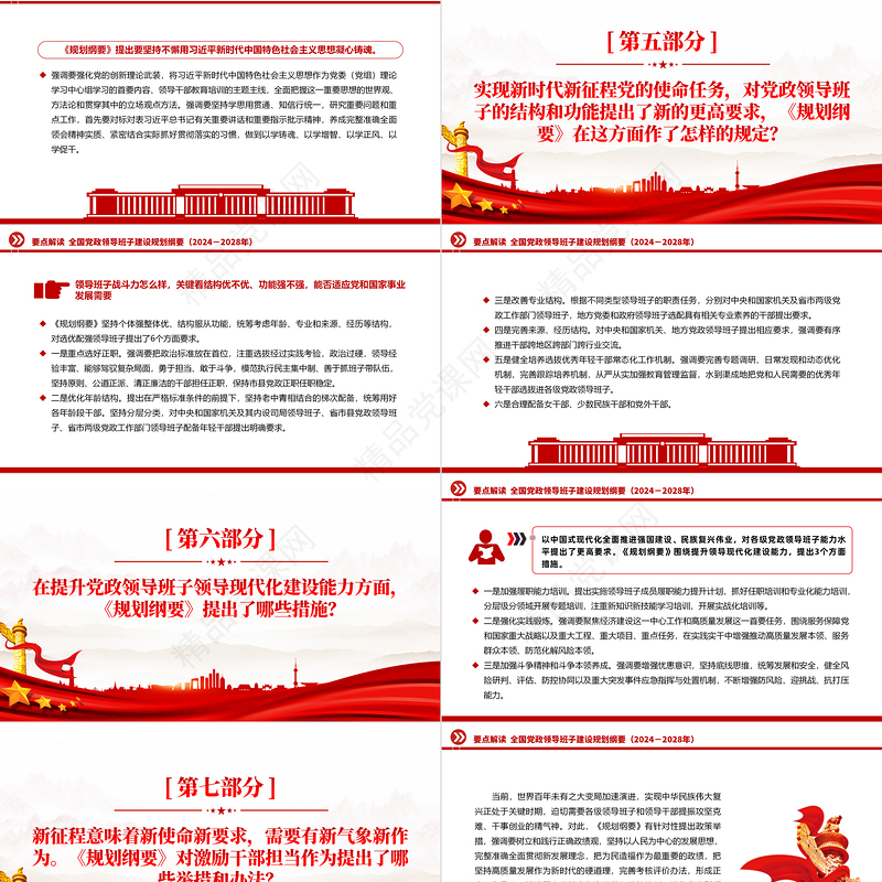 《全国党政领导班子建设规划纲要（2024－2028年）》要点PPT红色精美党课课件