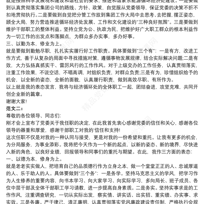 2021总经理任职表态发言稿（五篇）