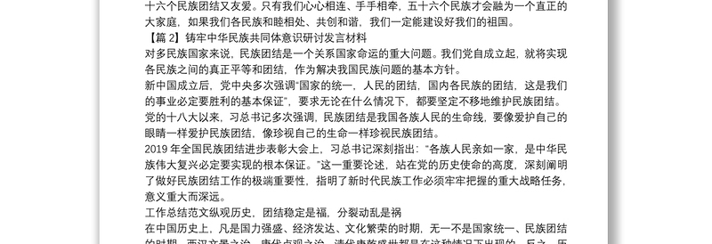 铸牢中华民族共同体意识研讨发言材料十四篇