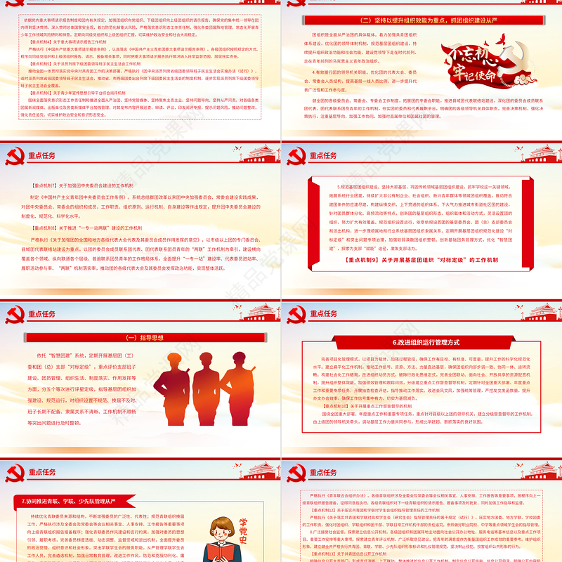 新时代全面从严治团实施纲要PPT红色党政风共青团员专题党课课件模板