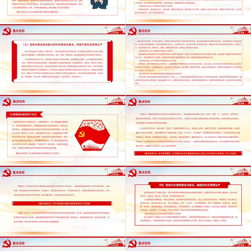 新时代全面从严治团实施纲要PPT红色党政风共青团员专题党课课件模板