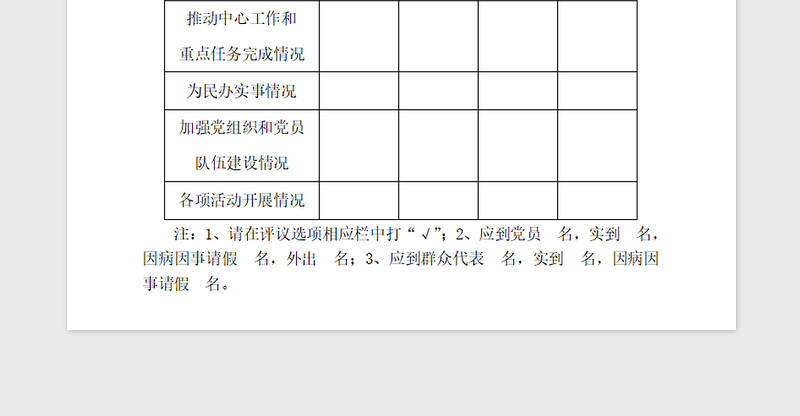 2021年基层党组织党员群众满意度测评表