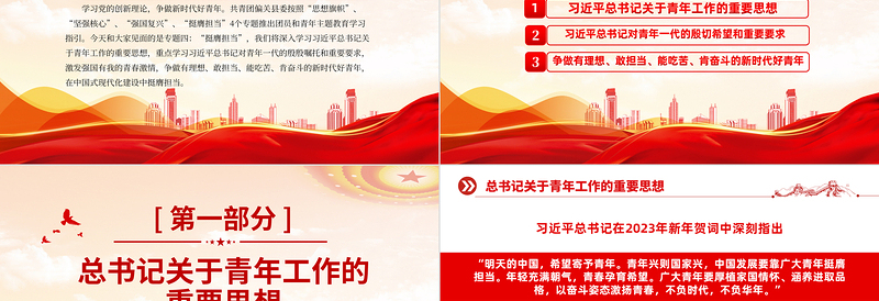 挺膺担当PPT精品团员和青年主题教育第四专题团支部学习指引团课模板下载