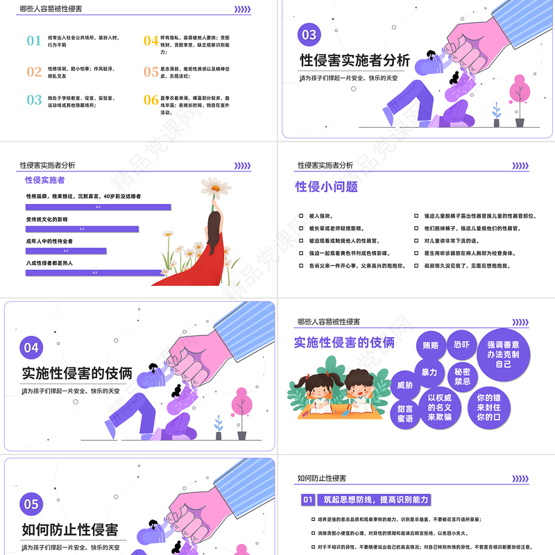 初中生防性侵安全教育主题班会PPT卡通插画风初中生防性侵安全教育主题班会课件模板