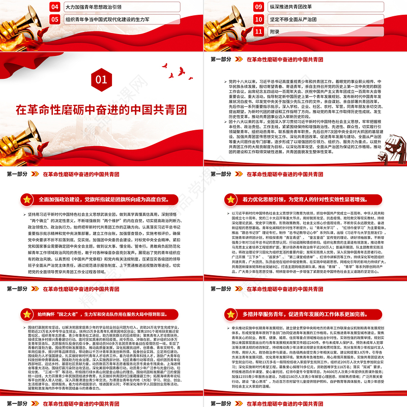 2023中国共产主义青年团第十九次全国代表大会报告全文PPT动员引领广大青年在全面建设社会主义现代化国家而奋斗团课