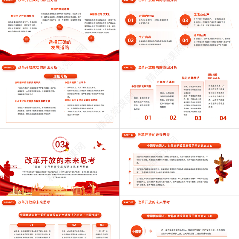 改革开放43周年PPT中国党政风党员干部学习教育专题党课课件模板