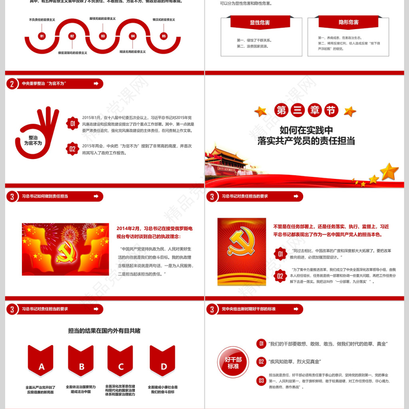 红色政党风格做合格党员通用PPT模板
