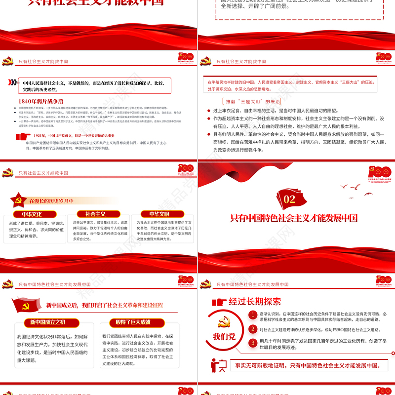 历史的结论人民的选择PPT简洁风建党100周年党史教育专题党课课件PPT模板-含讲稿