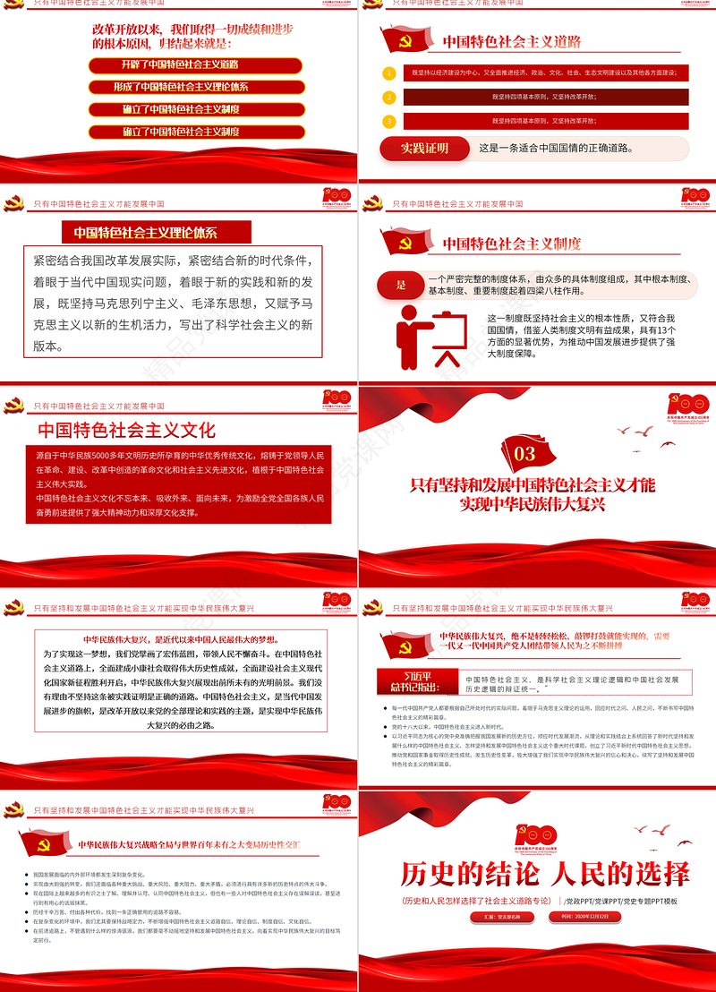 历史的结论人民的选择PPT简洁风建党100周年党史教育专题党课课件PPT模板-含讲稿